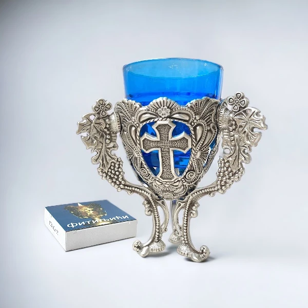 TABLE CRESSET, SILVER PATINA-1