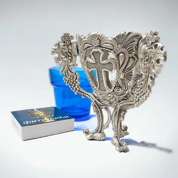 TABLE CRESSET, SILVER PATINA-2