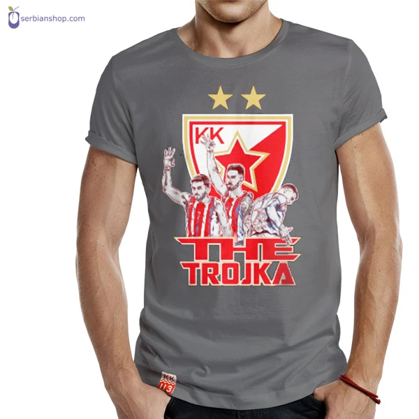 KK RED STAR BELGRADE T-SHIRT THE TROJKA – GRAY-1