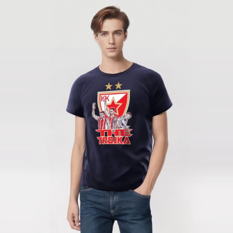 KK RED STAR BELGRADE T-SHIRT THE TROJKA – DARK BLUE-2