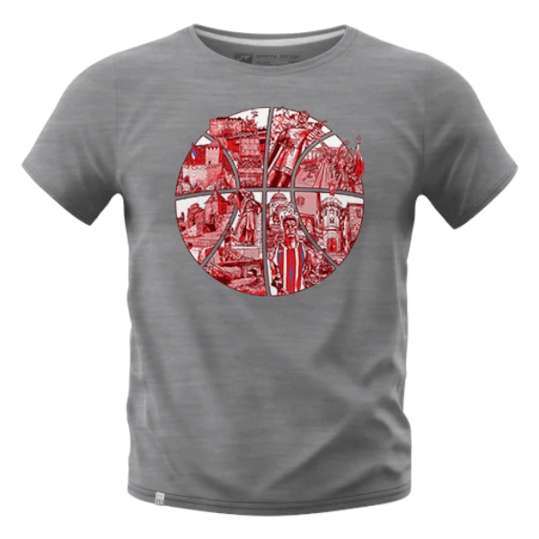 KK RED STAR BELGRADE T-SHIRT MOTIF GREY-1