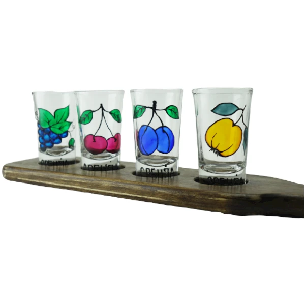 Set of painted glasses on a board-4