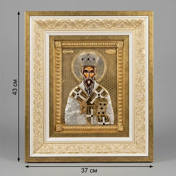 Luksuzna ikona Sveti Vasilije Ostroski pozlata 43x37 cm serbianshop-2