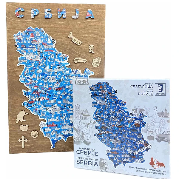 SMALL WOODEN PUZZLE - TREASURE MAP OF SERBIA-1