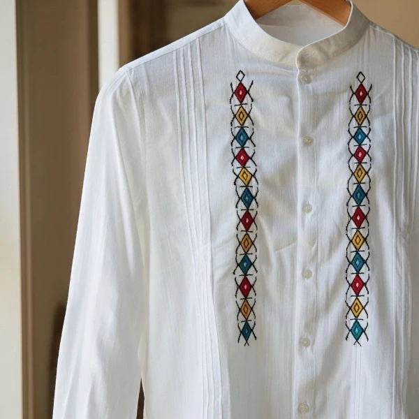 Men's shirt from Sumadija - white, hand-embroidered-3