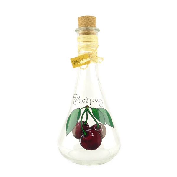 PAINTED GLASS BOTTLE 1L - Cherry-1