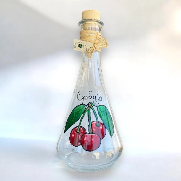 PAINTED GLASS BOTTLE 1L - Cherry-1