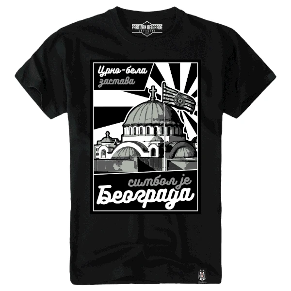 PARTIZAN T-SHIRT BLACK WHITE FLAG THE SYMBOL IS BELGRADE-1