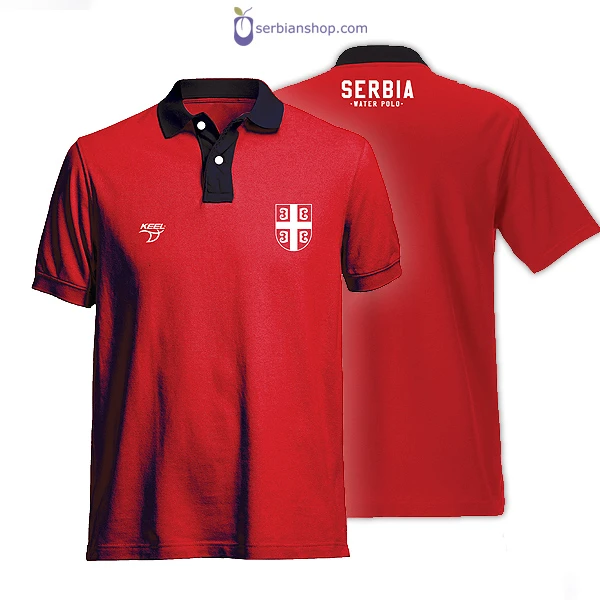 POLO SHIRT SERBIAN NATIONAL WATER POLO TEAM,KEEL, RED 2032-3