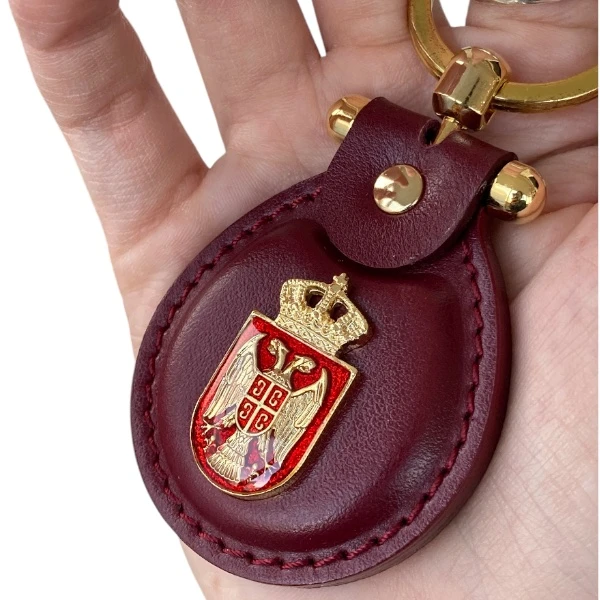 Serbian coat of arms leather pendant-3