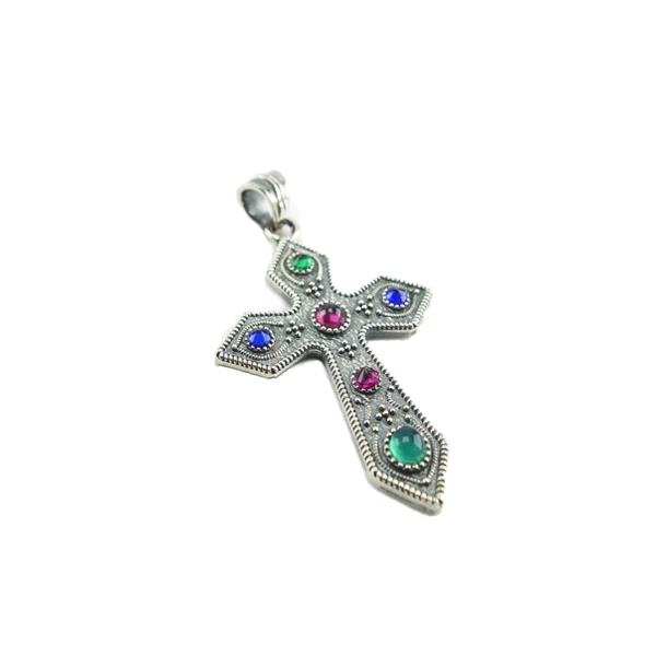 Pendant - Cross with zircons-3