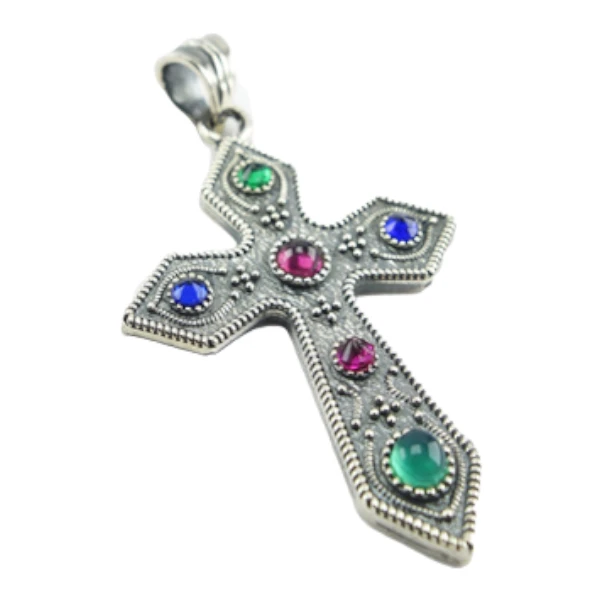 Pendant - Cross with zircons-2