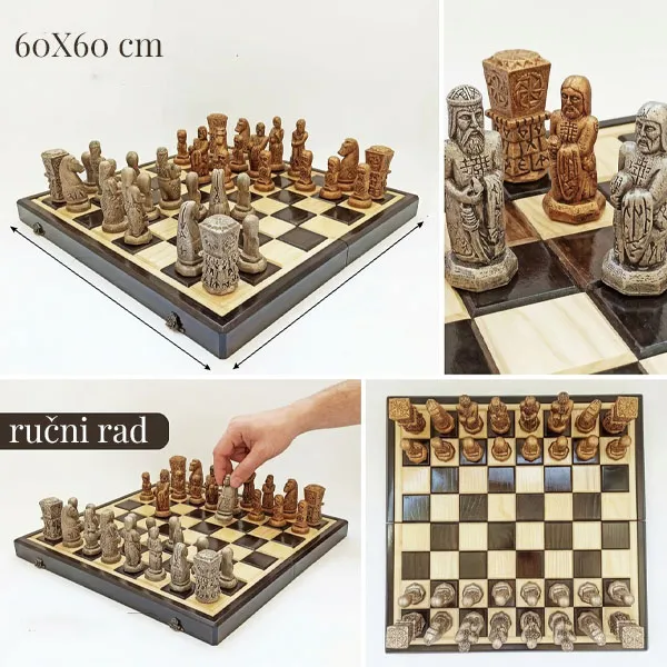 ROD CHESSBOARD - COMPLETE 32 FIGURES - ROD SERBIAN SLAVIC MYTHOLOGY CHESSBOARD-2