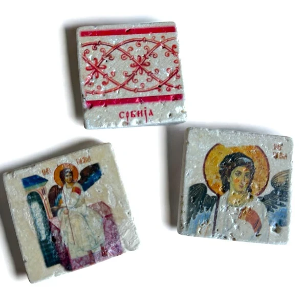 Set of 3 stone magnets - White Andjeo-3