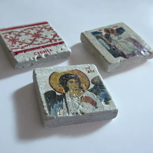 Set of 3 stone magnets - White Andjeo-2