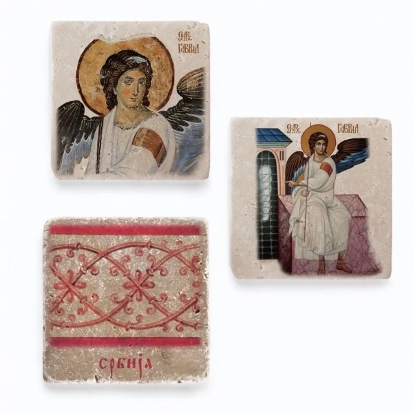 Set of 3 stone magnets - White Andjeo-1