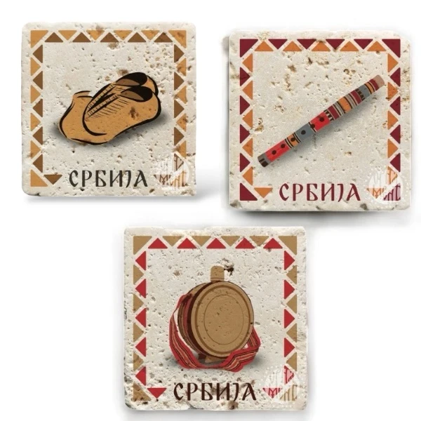 Set of 3 stone magnets - Ethno-2