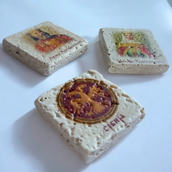 Set of 3 stone magnets - Prince Lazar and Princess Milica-2