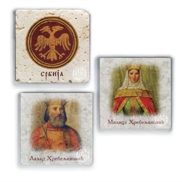 Set of 3 stone magnets - Prince Lazar and Princess Milica-1
