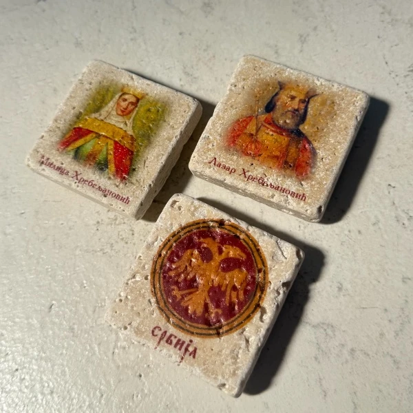 Set of 3 stone magnets - Prince Lazar and Princess Milica-1