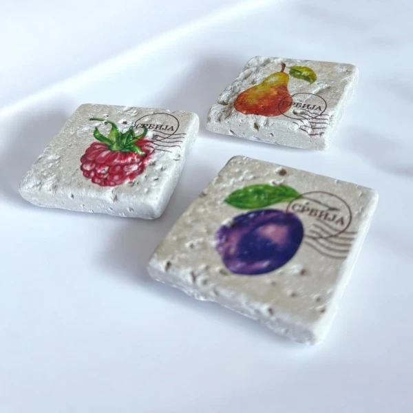 Set of 3 stone magnets - Fruit-2