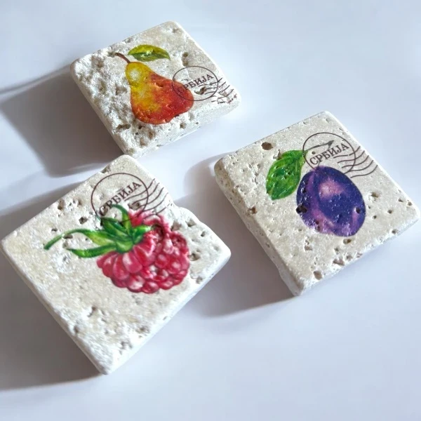 Set of 3 stone magnets - Fruit-1