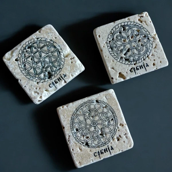  Set of 3 stone magnets - Slavic motifs-1