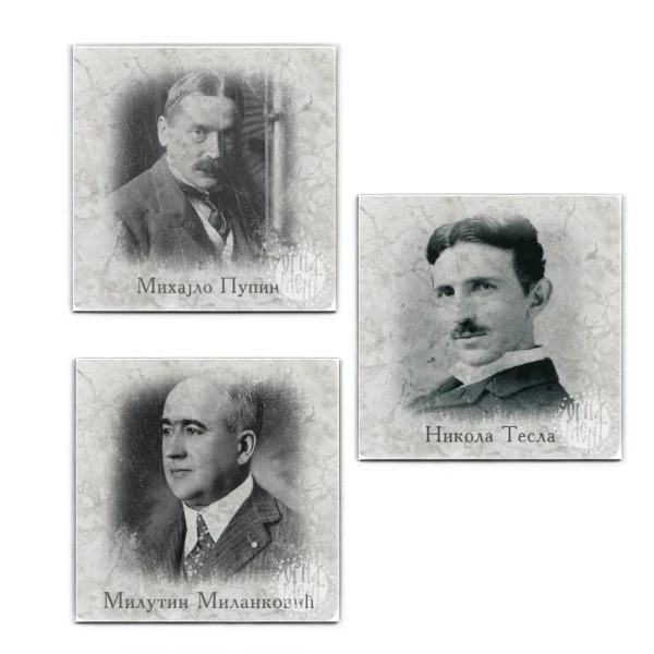Set of 3 stone magnets - Tesla, Pupin and Milanković-1