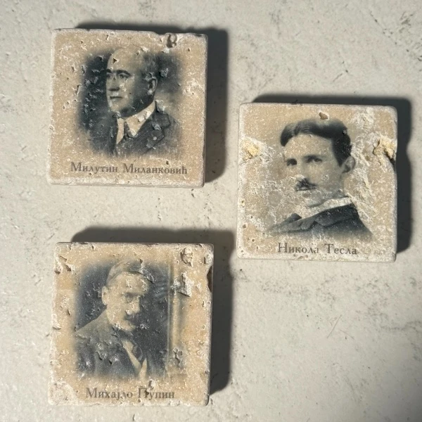 Set of 3 stone magnets - Tesla, Pupin and Milanković-2