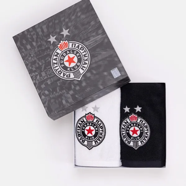 Partizan Belgrade Towel Set – 2x Terry Cotton Towels 50x90 cm | Embroidered Crest | Official Fan Gift-2