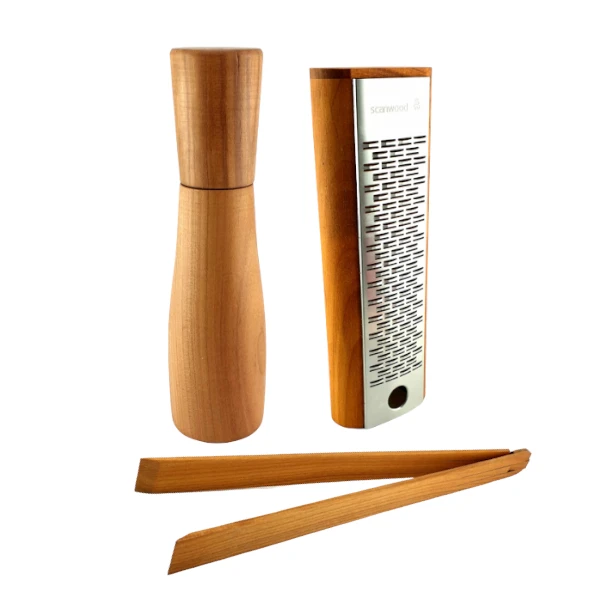 SET Cherry wood - Cheese grater, Pepper mill, Food grabber-1