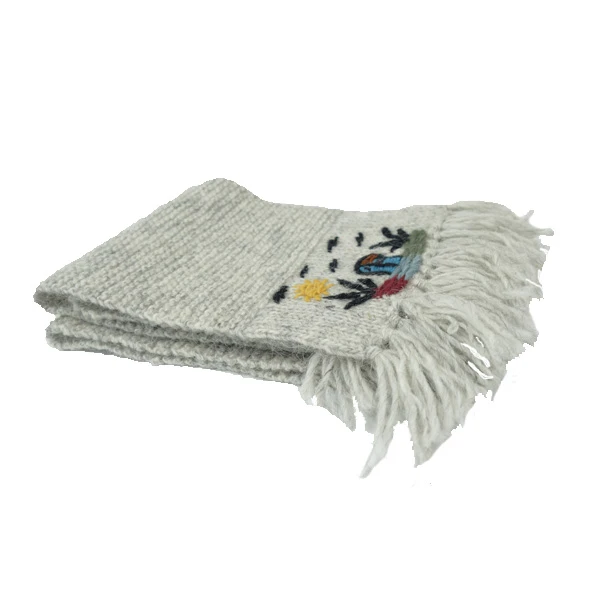 WOMEN'S SCARF GRAY - WOOL, Landscape Sirogojno-2