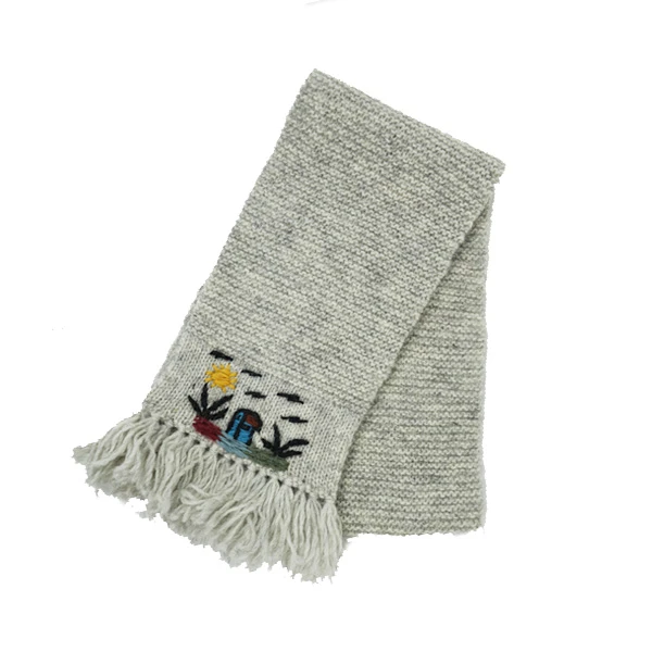 WOMEN'S SCARF GRAY - WOOL, Landscape Sirogojno-1