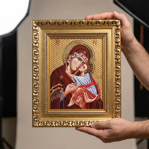 Slavska ikona Presveta Bogorodica na drvetu 29x23 cm pozlacena-2