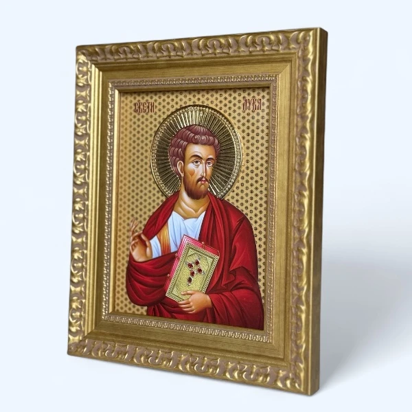 Slavska ikona Sveti Luka na drvetu 29x23 cm pozlacena-2