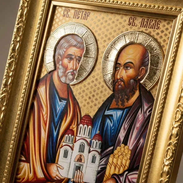 Sveti Petar i Pavle Petrovdan luksuzna ikona za krsnu slavu serbianshop - 41 x 33 cm-3