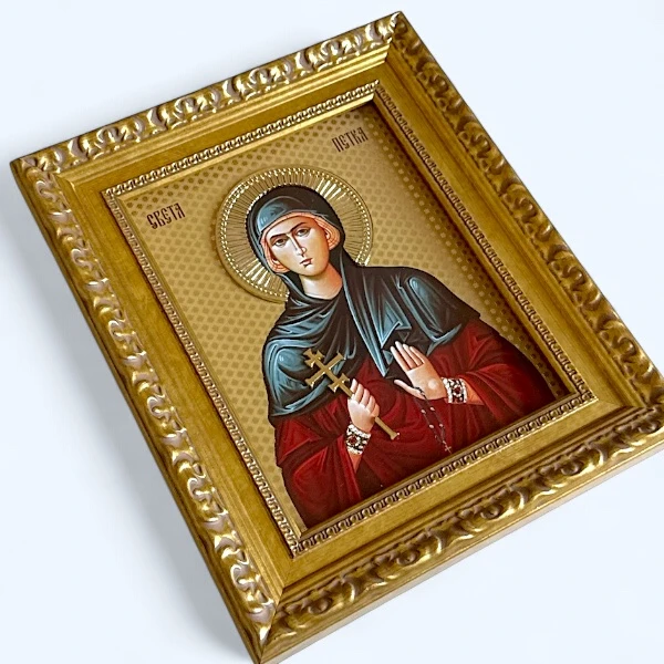 Prepodobna mati Paraskeva luksuzna ikona za krsnu slavu serbianshop - 29 x 23 cm-3