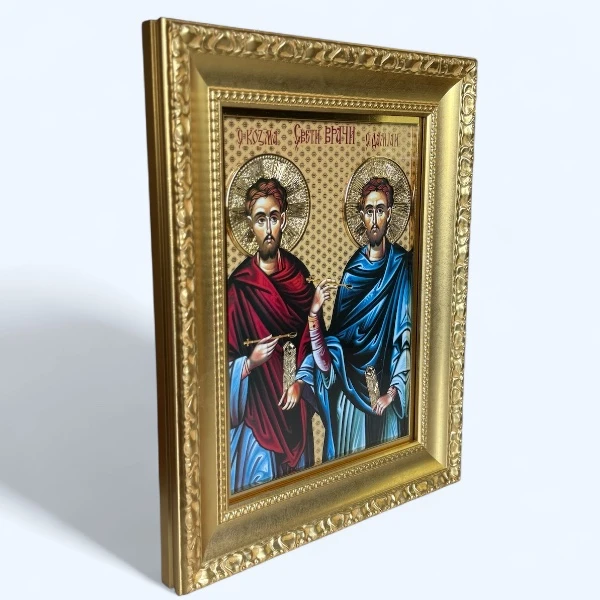 Sveti Kozma i Damjan zastitnici zdravlja luksuzna ikona serbianshop - 41 x 33 cm-2