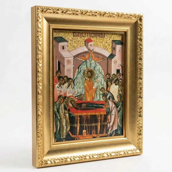 Velika slavska ikona Velika Gospojina Uspenje Bogorodice na drvetu 41x33 cm-3