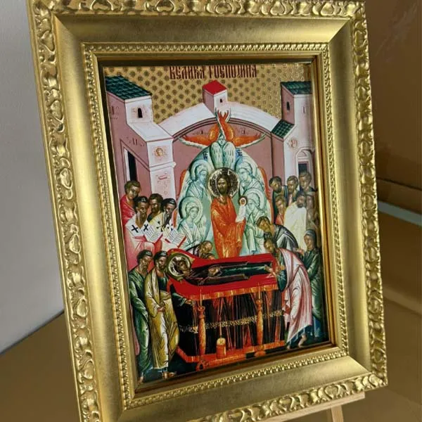 Velika slavska ikona Velika Gospojina Uspenje Bogorodice na drvetu 41x33 cm-2