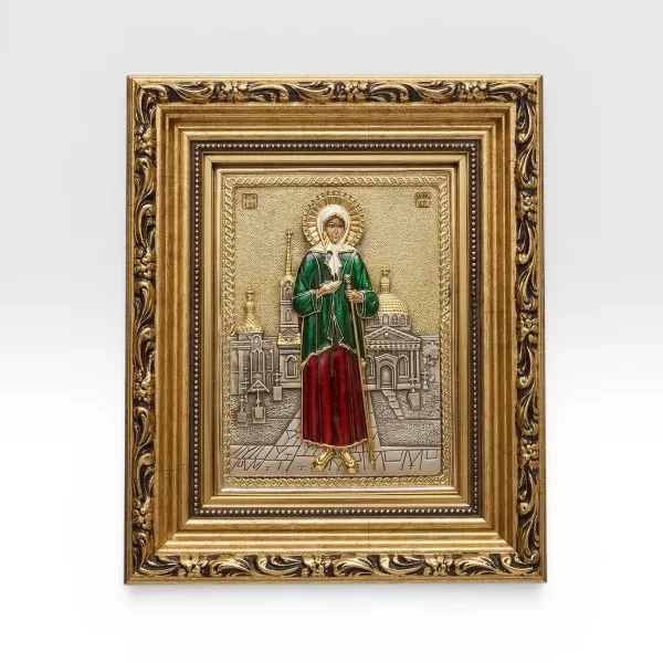 Ekskluzivna metalna ikona Sveta Ksenija Petrogradska 29x23 cm sa 24k pozlatom-2