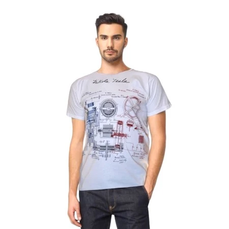 NIKOLA TESLA PATENTS,  MALE T-SHIRT, white, Teslapatents-2