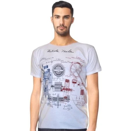 NIKOLA TESLA PATENTS,  MALE T-SHIRT, white, Teslapatents-1