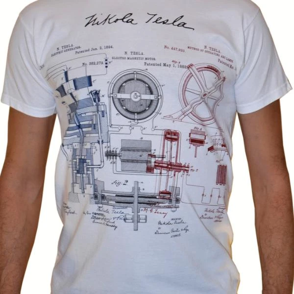 Tesla Patenti Majica - Bela, Tesla Patents-4