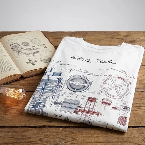 Tesla Patenti Majica - Bela, Tesla Patents-3