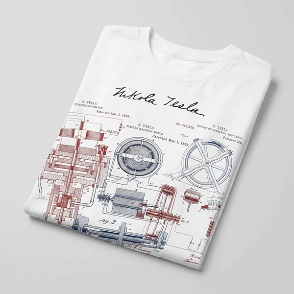 Tesla Patenti Majica - Bela, Tesla Patents-2
