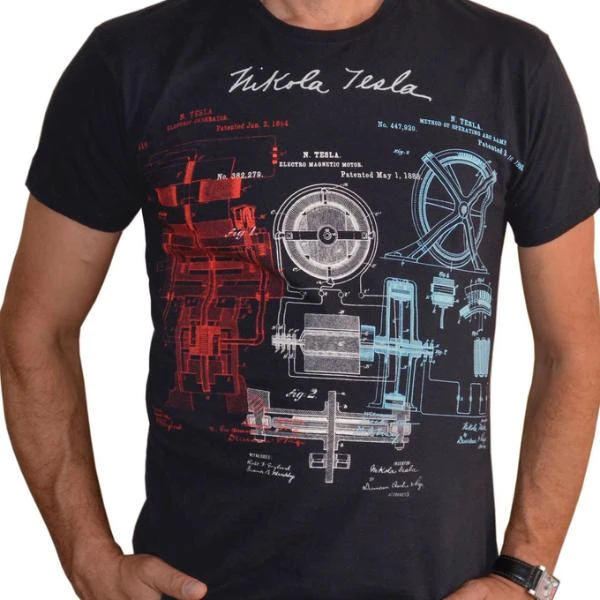 Tesla Patenti Majica - Crna, Tesla Patents-4