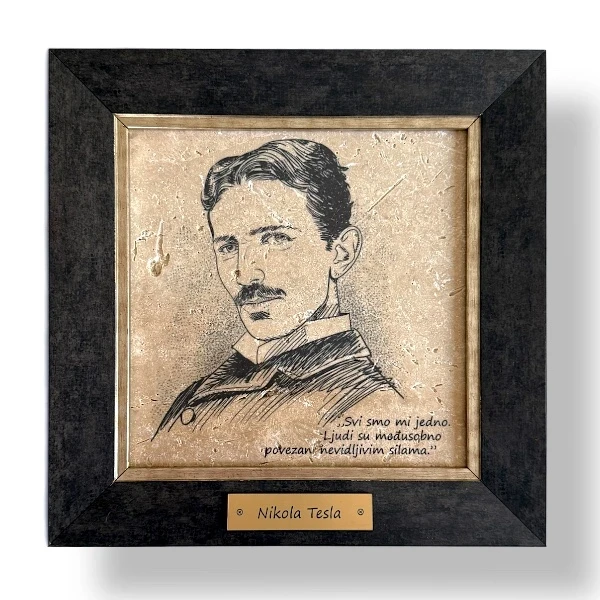 NIKOLA TESLA - QUOTE ON STONE, FRAMED-1