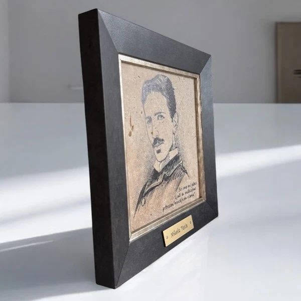 NIKOLA TESLA - QUOTE ON STONE, FRAMED-2