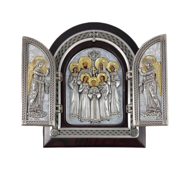 THE IMPERIAL FAMILY TRIPTYCH 22x18cm - wooden, gilded-1